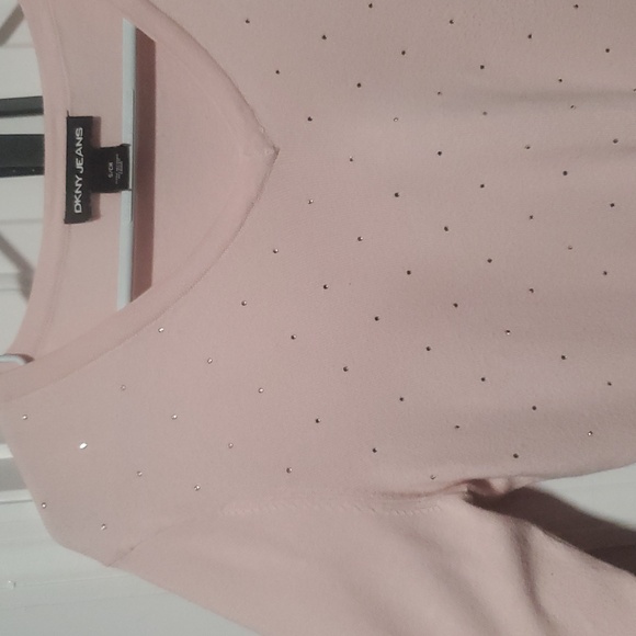 DKNY Light Pink Embellished Long Sleeve Top - Picture 2 of 5